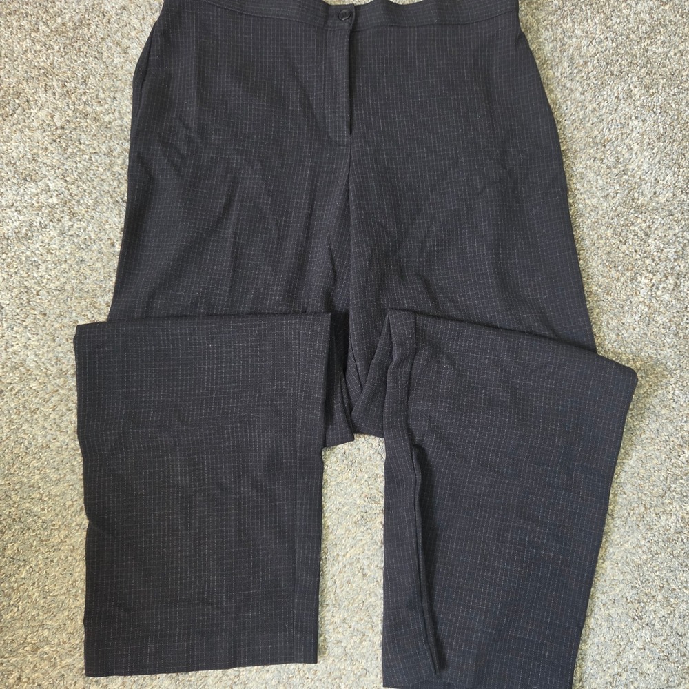 Briggs New York Womens Black Grid Print Straight Leg Dress Pants Size 14 Stretch